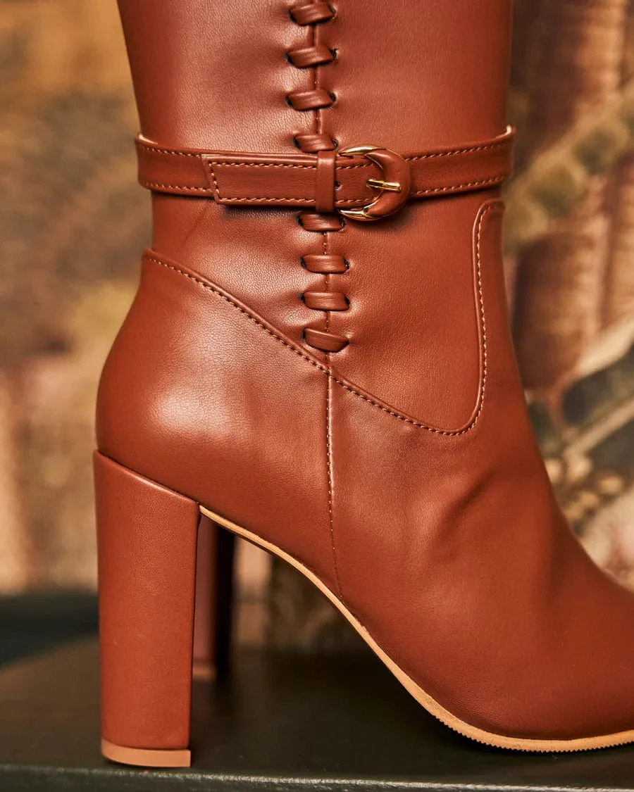 Westminster Vegan Leather Knee Boots | Camel