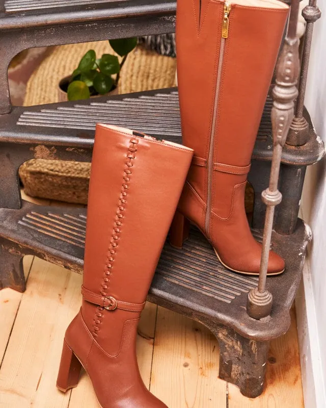 Westminster Vegan Leather Knee Boots | Camel