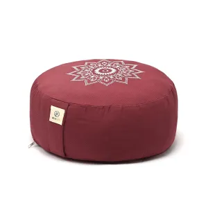 WiseLife Premium Cotton Yoga Meditation Cushion Round Floor Pillow with Carrying Handle | 100% Organic Cotton Washable and Removable Cushion Cover | For Yoga, Relaxation (Red)