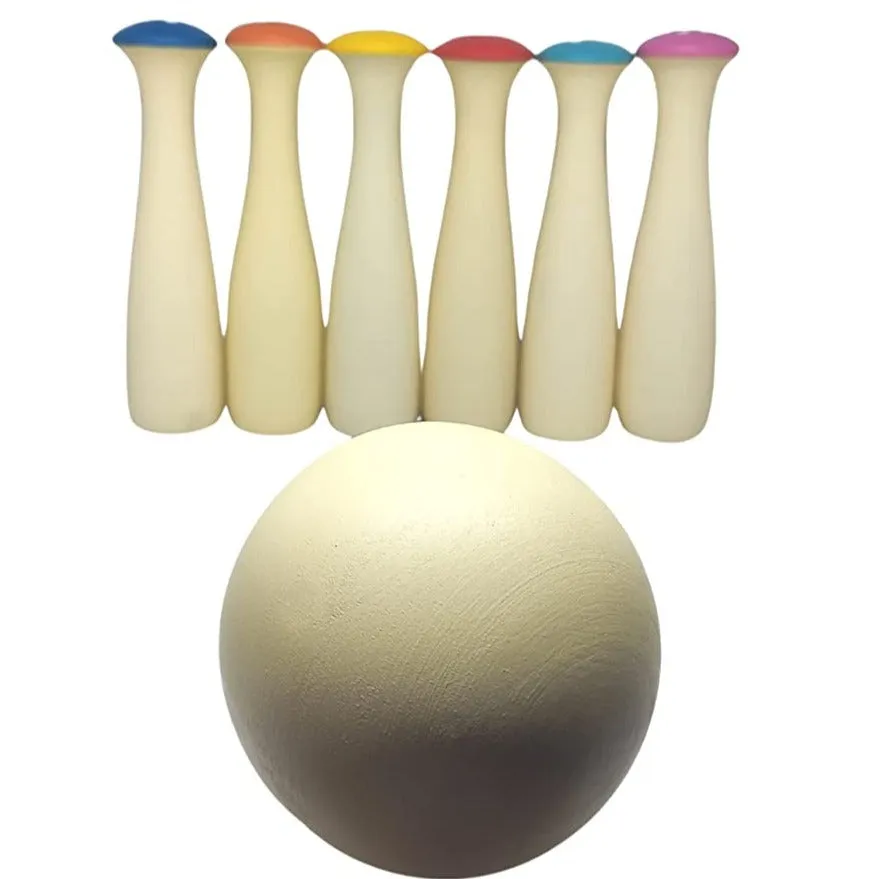 Wooden Bowling Pins Mushroom Design Bowling Set