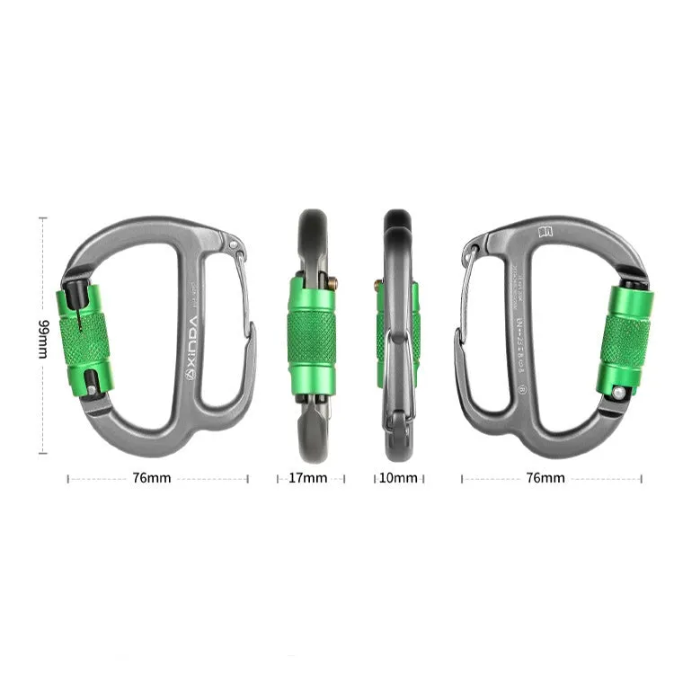 XINDA HH-9767 H-type Climbing Rappelling Friction Lock Descenders Safety Buckle Lock(Gray Green Nut)