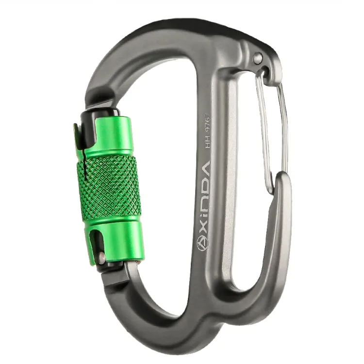 XINDA HH-9767 H-type Climbing Rappelling Friction Lock Descenders Safety Buckle Lock(Gray Green Nut)