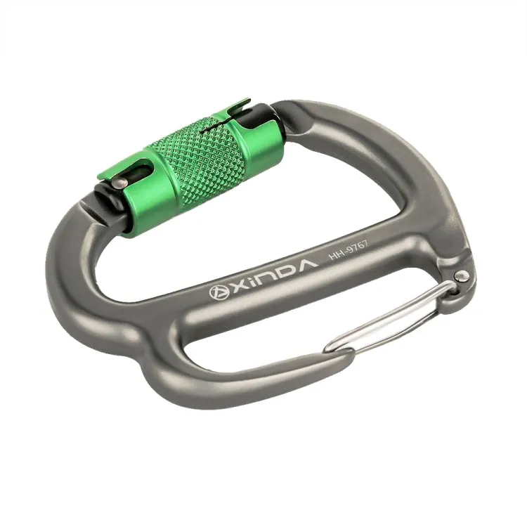 XINDA HH-9767 H-type Climbing Rappelling Friction Lock Descenders Safety Buckle Lock(Gray Green Nut)