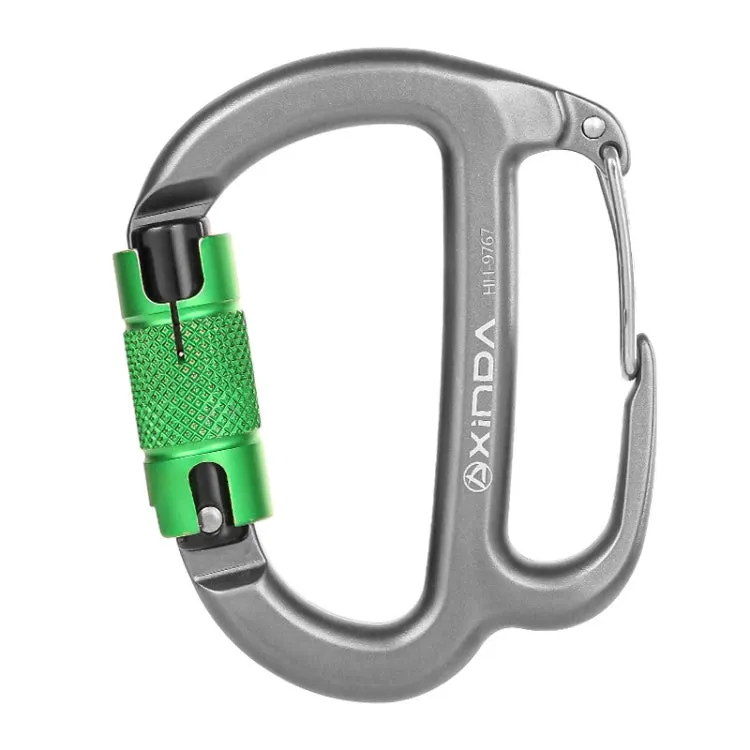 XINDA HH-9767 H-type Climbing Rappelling Friction Lock Descenders Safety Buckle Lock(Gray Green Nut)