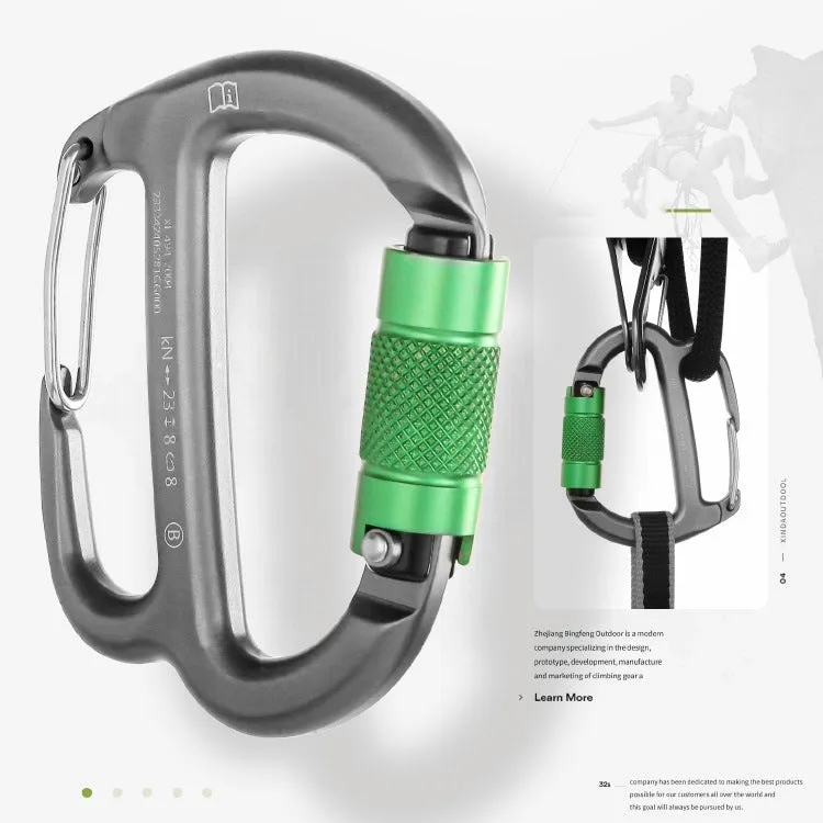 XINDA HH-9767 H-type Climbing Rappelling Friction Lock Descenders Safety Buckle Lock(Gray Green Nut)